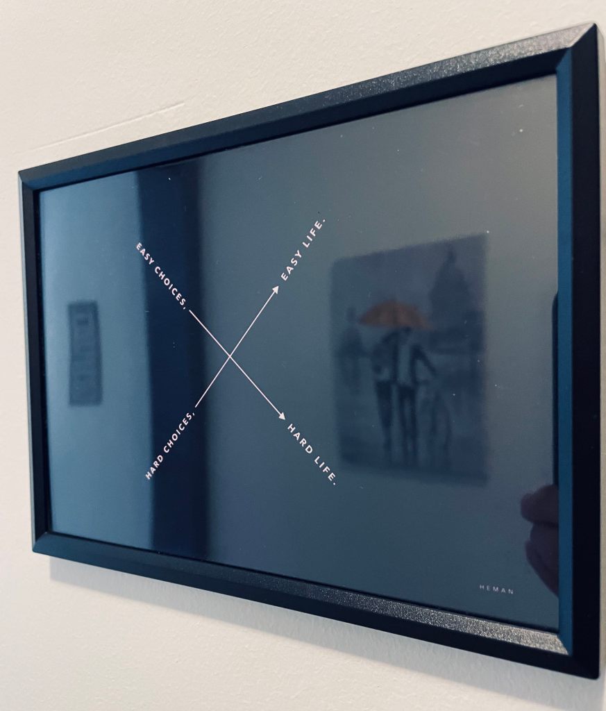 The framed line — gifted to a dear friend the same night, from the very ride above.